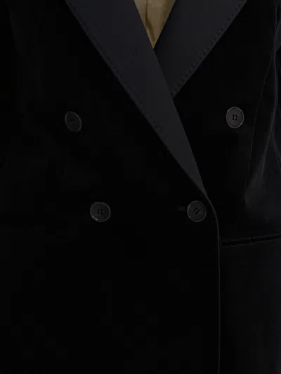 Max Mara Velvet Blazer With Satin Lapels And Buttons In Black