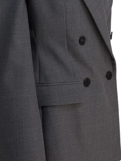 Givenchy Double-breasted Wool Blazer Jackets Grey In Gray