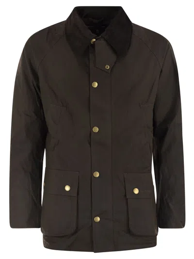 Barbour Ashby Corduroy Collar Water Resistant Waxed Cotton Jacket In Brown