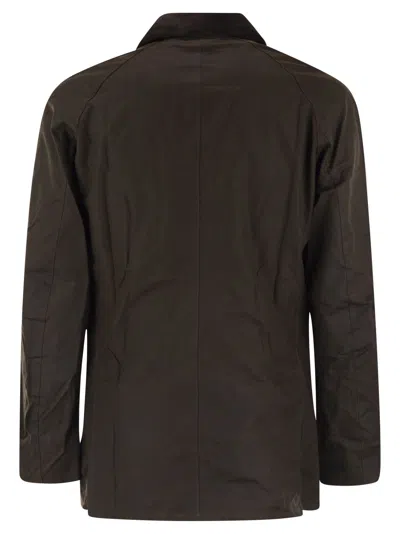 Barbour Ashby Corduroy Collar Water Resistant Waxed Cotton Jacket In Brown
