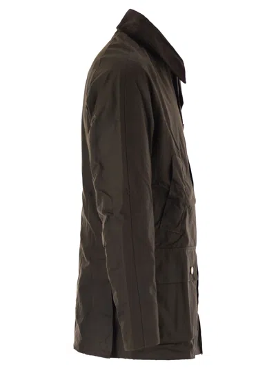Barbour Ashby Corduroy Collar Water Resistant Waxed Cotton Jacket In Brown