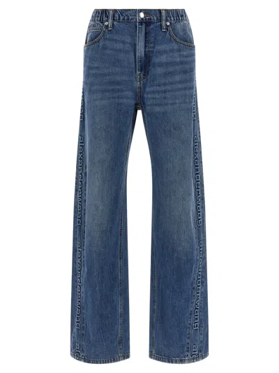 Alexander Wang Embossed Logo Jeans In Blue