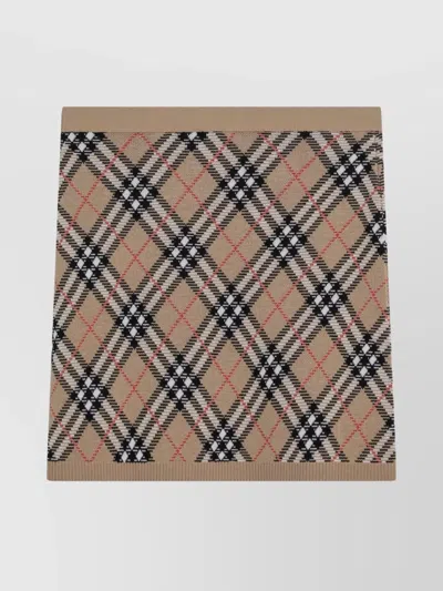 Burberry Check Mini Skirt With Wool And Mohair Blend In Brown
