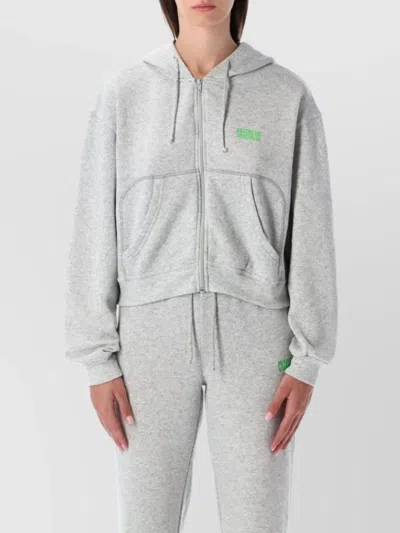 American Vintage Casual Zip Hoodie With Drawstring And Pockets In Gray