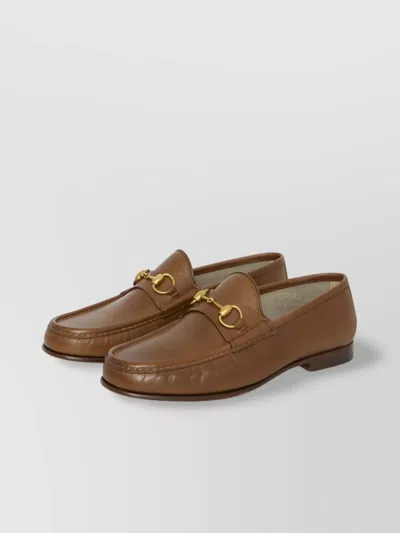 Gucci Horsebit Loafers Gold-tone Hardware In Brown