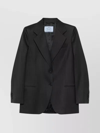 Prada Notched-lapels Wool Blazer Clothing In Black