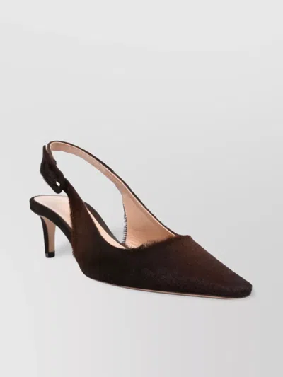 Gianvito Rossi Pony Fur Sling Back Kitten Heel In Brown