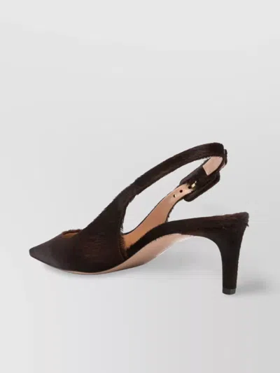 Gianvito Rossi Pony Fur Sling Back Kitten Heel In Brown