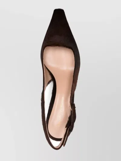 Gianvito Rossi Pony Fur Sling Back Kitten Heel In Brown