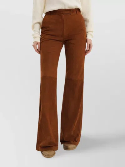 1989 Studio Corduroy Flared Leather Pants In Brown