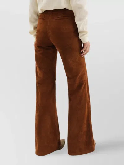 1989 Studio Corduroy Flared Leather Pants In Brown