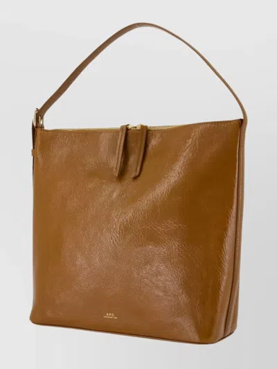 Apc A.p.c. Zip Shoulder Bag With Top Handle In Nude
