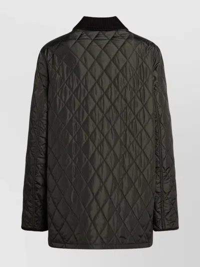 Burberry Quilted Country Jacket Corduroy Collar In Green