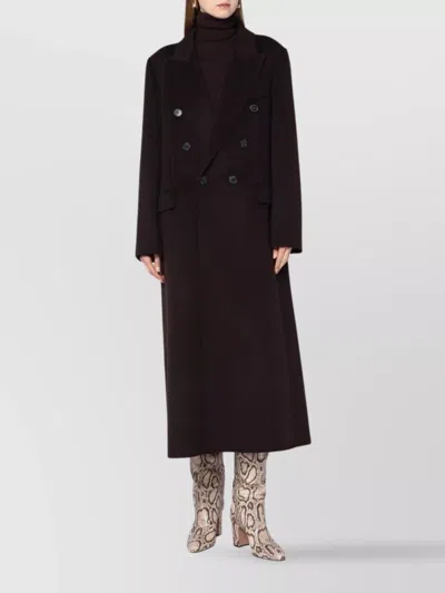 Victoria Beckham Brown Double-breasted Coat In Wool And Cashmere In Black