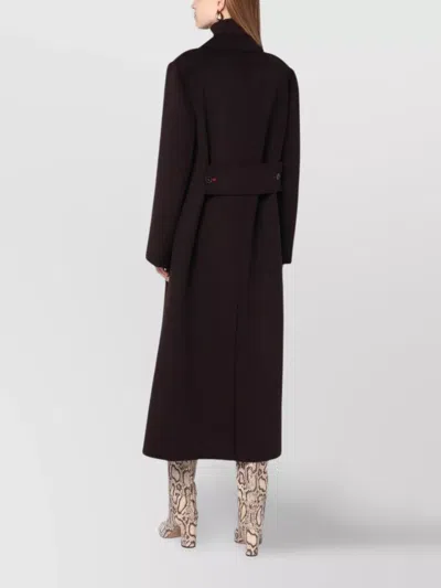 Victoria Beckham Brown Double-breasted Coat In Wool And Cashmere In Black