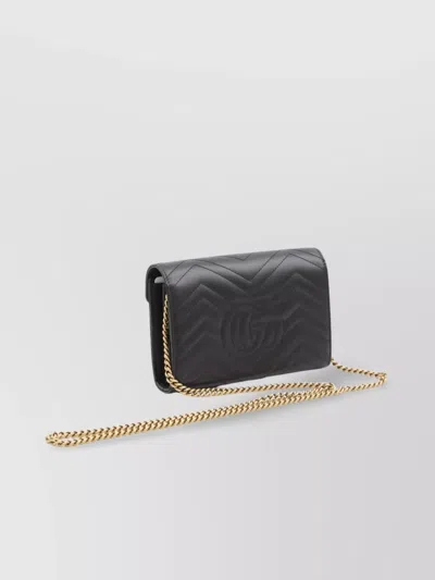 Gucci Marmont Gg Chain Strap Clutch In Black