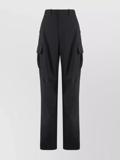 Bottega Veneta High Waist Cargo Trousers Featuring Pockets In Black