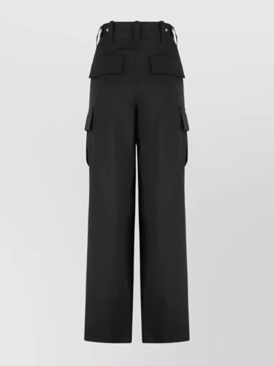 Bottega Veneta High Waist Cargo Trousers Featuring Pockets In Black