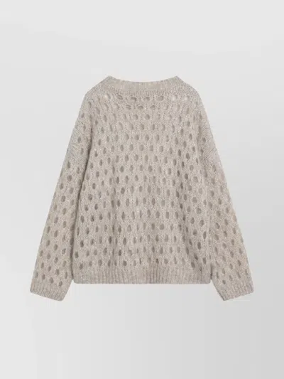 Brunello Cucinelli Beige Openwork Mohair-blend Sweater In Neutral