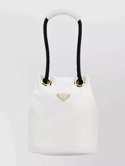 Prada Re-nylon Mariner Bucket Bag With Top Handle In White