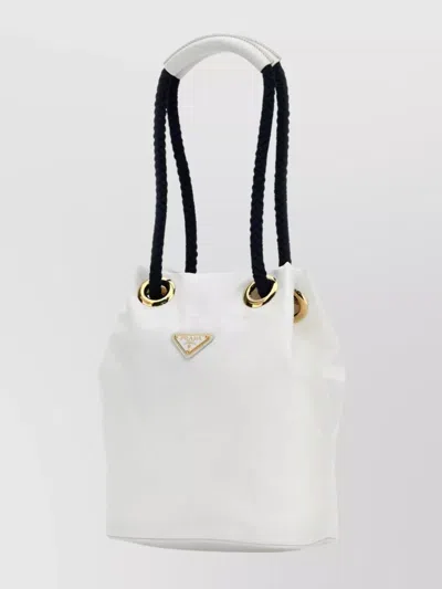 Prada Re-nylon Mariner Bucket Bag With Top Handle In White