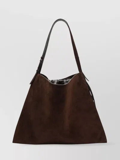 Christian Louboutin Adjustable Strap Suede Tote Bag In Brown
