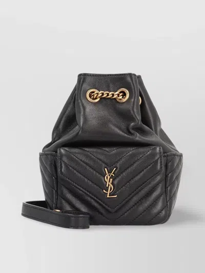 Saint Laurent Joe Mini Ysl Bucket Bag With Adjustable Strap In Smooth Leather