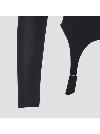 Jean Paul Gaultier Long Sleeve Top Garter Detail In Black
