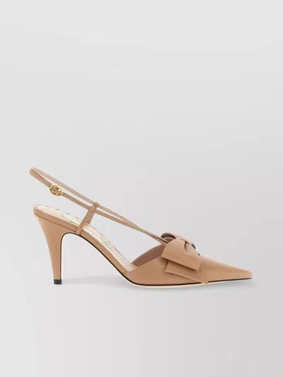 Valentino 'bowow' Slingback With Pointed Toe And Stiletto Heel In Neutral