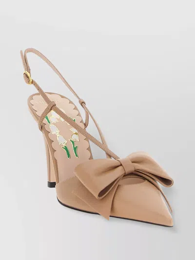 Valentino 'bowow' Slingback With Pointed Toe And Stiletto Heel In Neutral