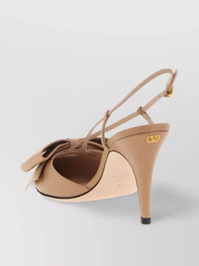 Valentino 'bowow' Slingback With Pointed Toe And Stiletto Heel In Neutral