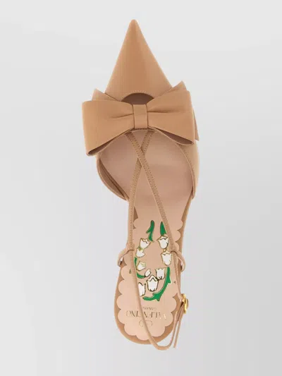 Valentino 'bowow' Slingback With Pointed Toe And Stiletto Heel In Neutral