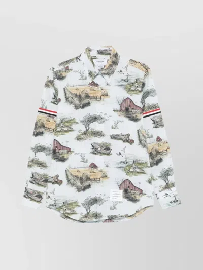 Thom Browne Multicolor Printed Shirt In White