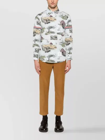 Thom Browne Multicolor Printed Shirt In White