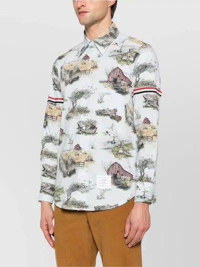 Thom Browne Multicolor Printed Shirt In White