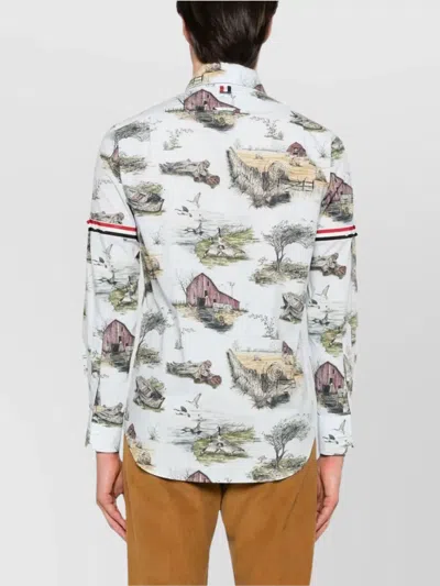 Thom Browne Multicolor Printed Shirt In White