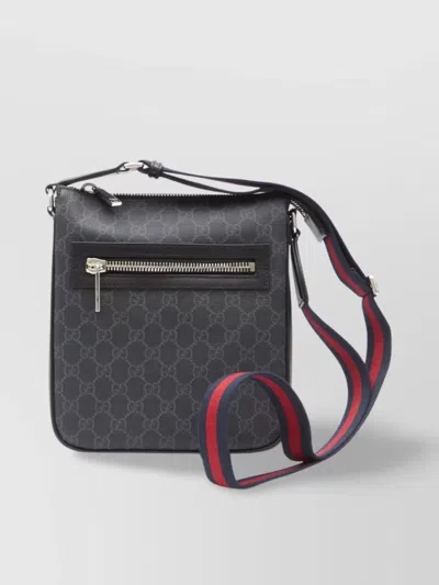 Gucci Web Stripe Gg Canvas Crossbody Bag In Gray