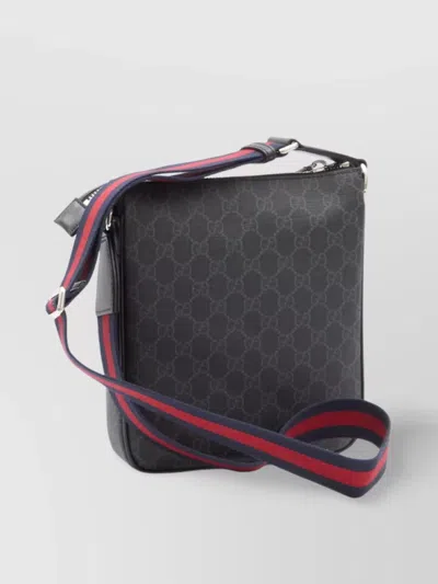 Gucci Web Stripe Gg Canvas Crossbody Bag In Gray
