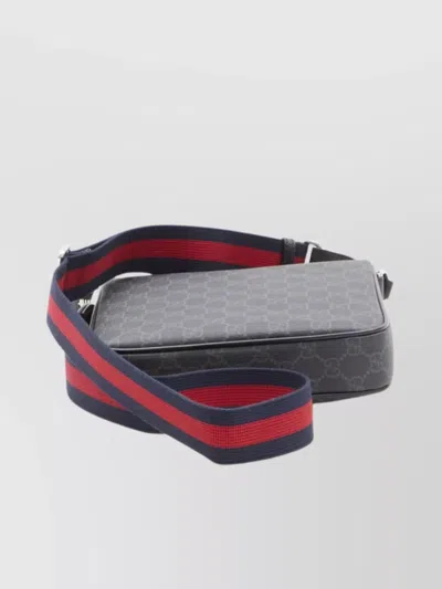 Gucci Web Stripe Gg Canvas Crossbody Bag In Gray