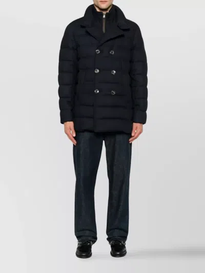 Herno Double-breasted Puffer Jacket With Quilted Texture In Black
