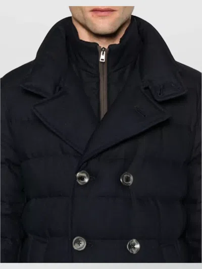 Herno Double-breasted Puffer Jacket With Quilted Texture In Black