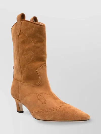 Ermanno Scervino Western-inspired Ankle Boots With Pointed Toe In Orange