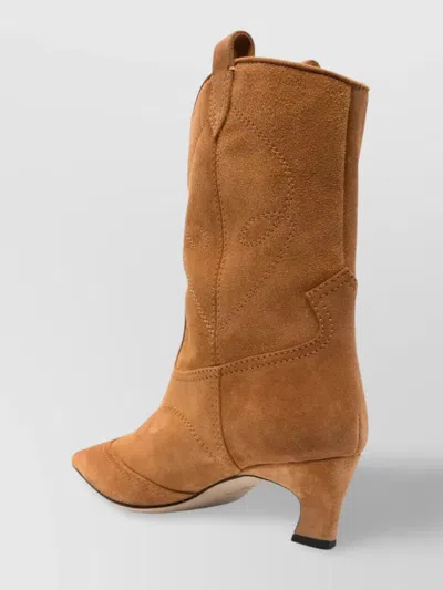 Ermanno Scervino Western-inspired Ankle Boots With Pointed Toe In Orange