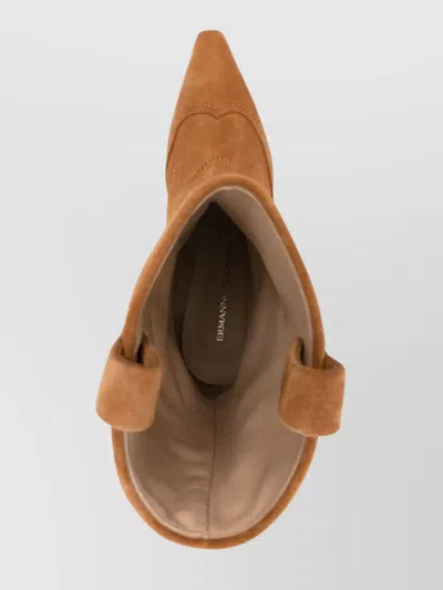 Ermanno Scervino Western-inspired Ankle Boots With Pointed Toe In Orange