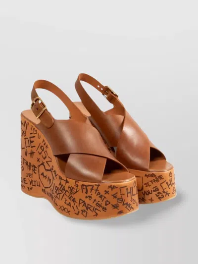 Chloé Maxime Brown Wedge Sandal In Brown