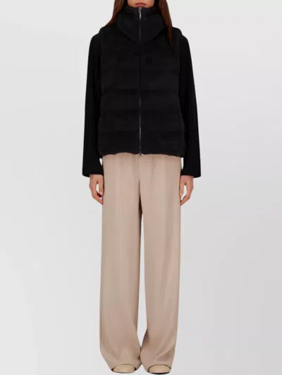 Herno Vest In Lady Alternative Fur And Nylon Ultralight In Black