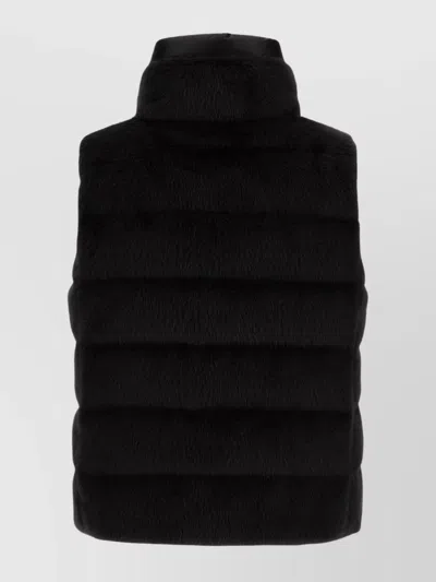 Herno Vest In Lady Alternative Fur And Nylon Ultralight In Black