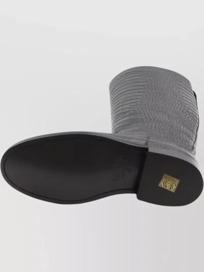 Paris Texas Montana Knee-high Boots In Croc-embossed Leather In Black