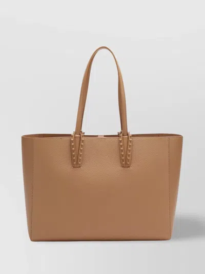 Christian Louboutin Small Tote Bag With Double And Studded Handles In Neutral
