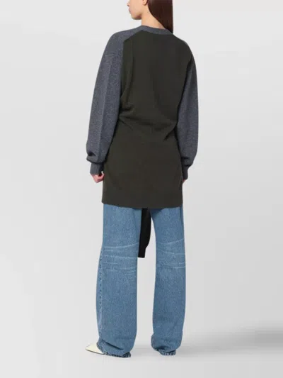 Stella Mccartney Crossed Sleeves V-neck Cardigan With Ribbed Cuffs In Gray